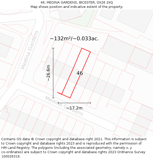 46, MEDINA GARDENS, BICESTER, OX26 2XQ: Plot and title map