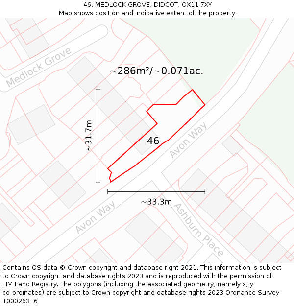 46, MEDLOCK GROVE, DIDCOT, OX11 7XY: Plot and title map