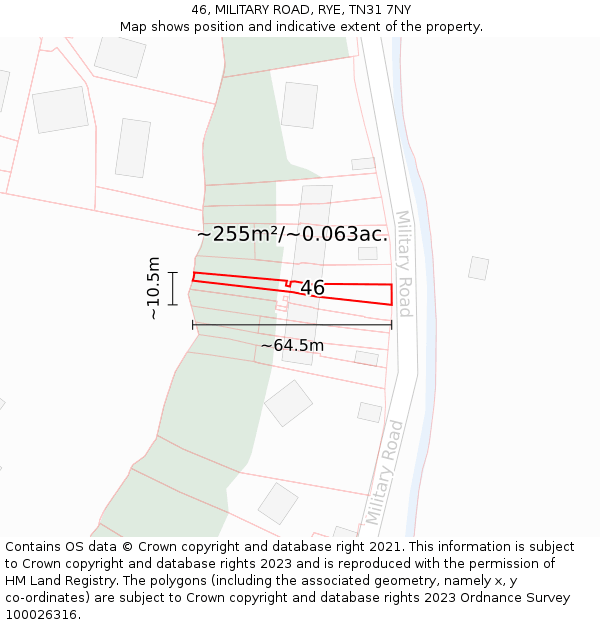 46, MILITARY ROAD, RYE, TN31 7NY: Plot and title map