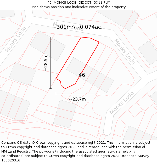 46, MONKS LODE, DIDCOT, OX11 7UY: Plot and title map