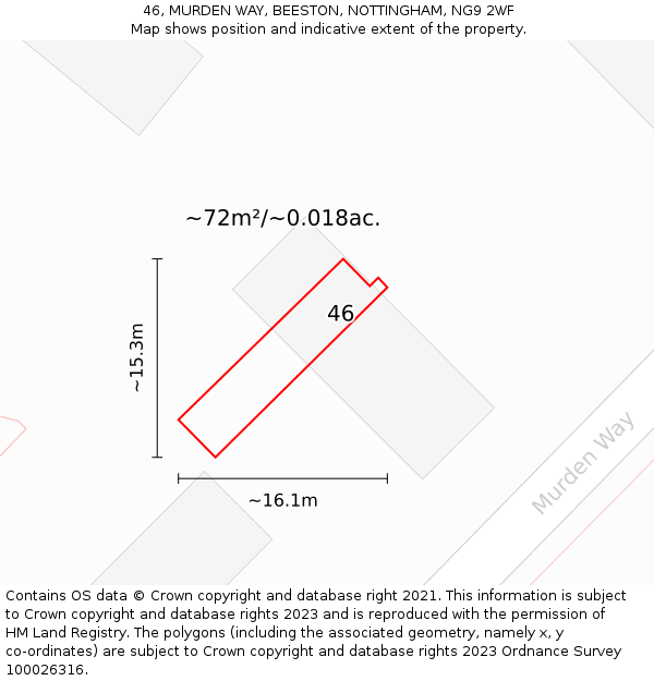 46, MURDEN WAY, BEESTON, NOTTINGHAM, NG9 2WF: Plot and title map
