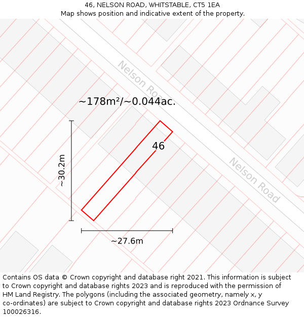 46, NELSON ROAD, WHITSTABLE, CT5 1EA: Plot and title map