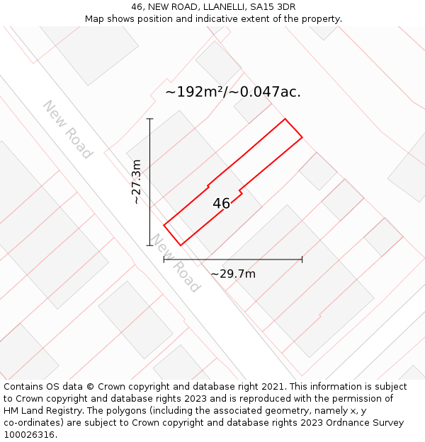 46, NEW ROAD, LLANELLI, SA15 3DR: Plot and title map