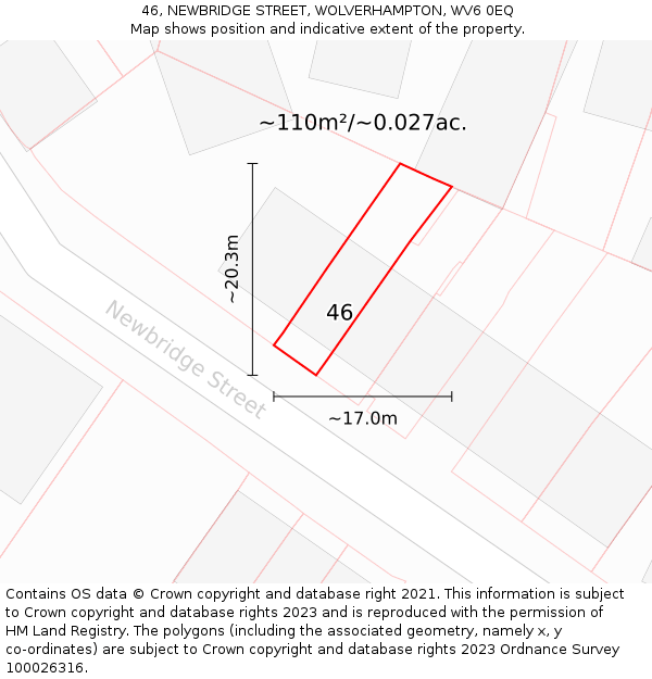 46, NEWBRIDGE STREET, WOLVERHAMPTON, WV6 0EQ: Plot and title map
