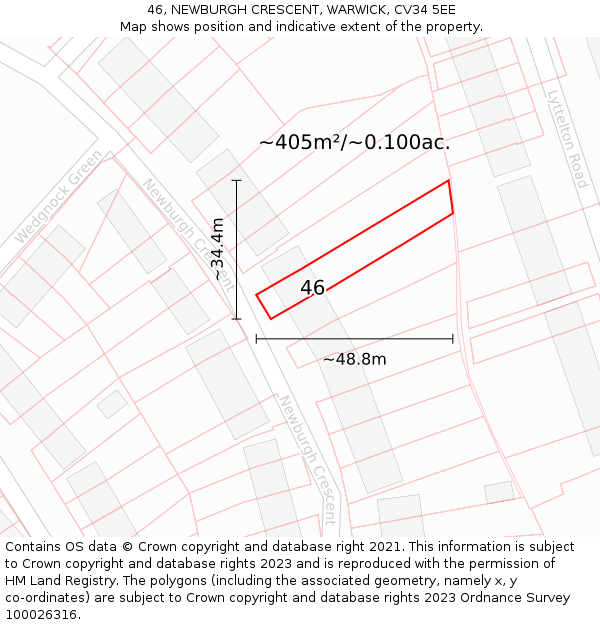 46, NEWBURGH CRESCENT, WARWICK, CV34 5EE: Plot and title map