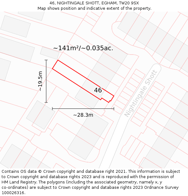 46, NIGHTINGALE SHOTT, EGHAM, TW20 9SX: Plot and title map