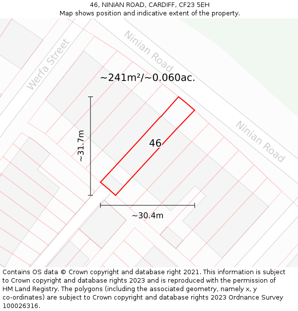 46, NINIAN ROAD, CARDIFF, CF23 5EH: Plot and title map