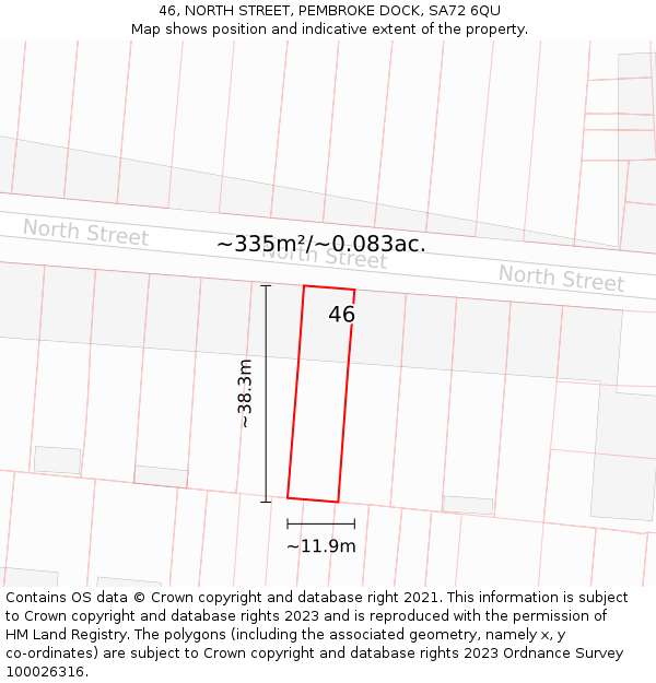 46, NORTH STREET, PEMBROKE DOCK, SA72 6QU: Plot and title map