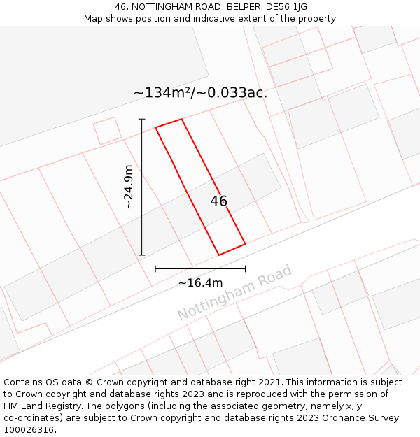 46, NOTTINGHAM ROAD, BELPER, DE56 1JG: Plot and title map
