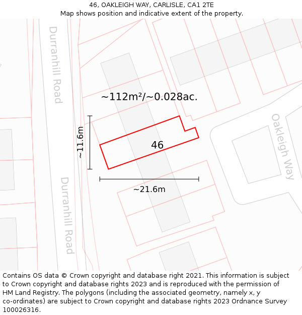 46, OAKLEIGH WAY, CARLISLE, CA1 2TE: Plot and title map