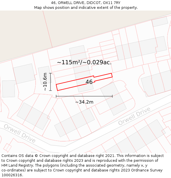 46, ORWELL DRIVE, DIDCOT, OX11 7RY: Plot and title map