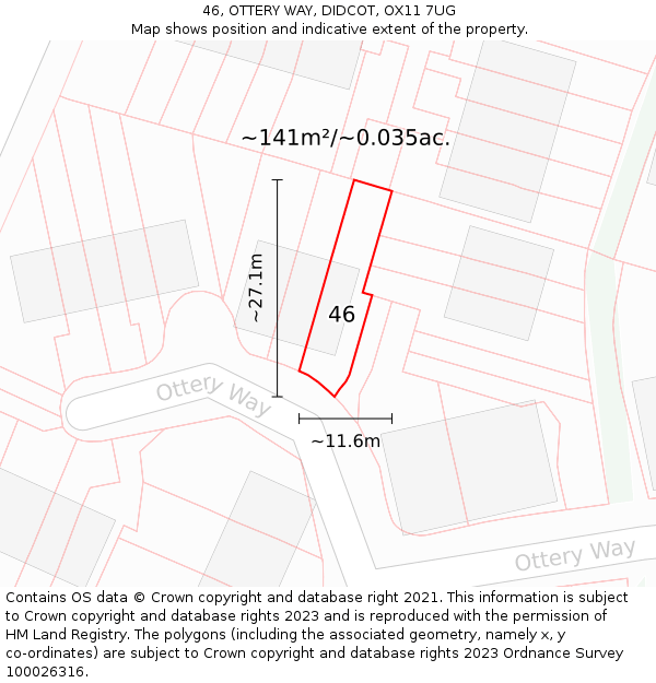 46, OTTERY WAY, DIDCOT, OX11 7UG: Plot and title map