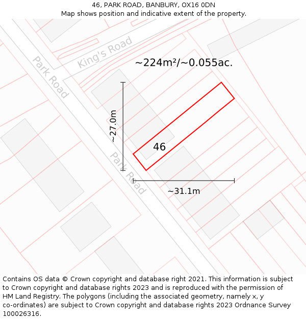 46, PARK ROAD, BANBURY, OX16 0DN: Plot and title map