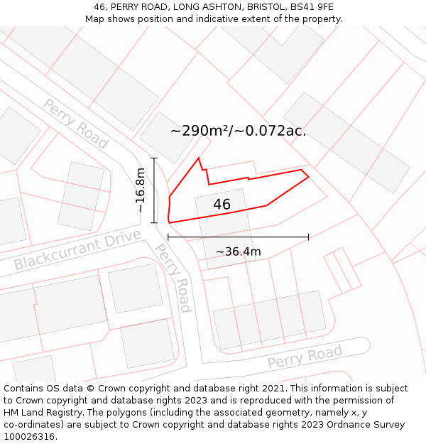 46, PERRY ROAD, LONG ASHTON, BRISTOL, BS41 9FE: Plot and title map