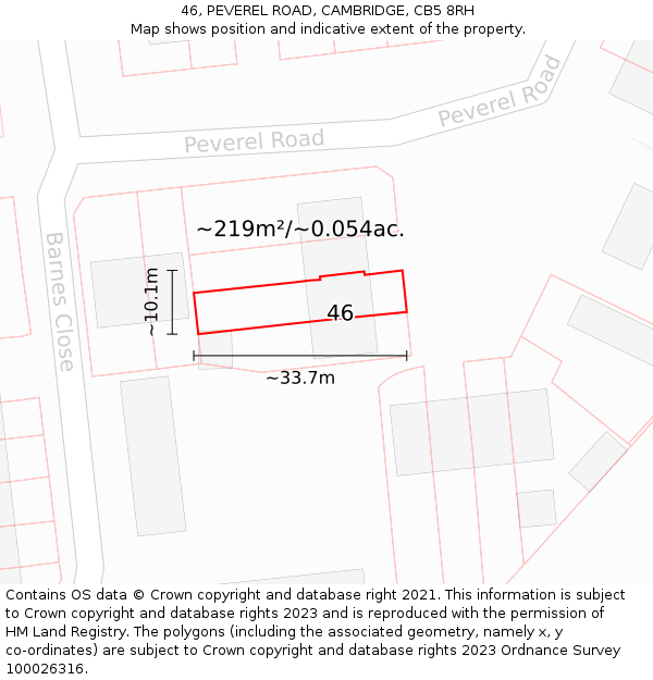 46, PEVEREL ROAD, CAMBRIDGE, CB5 8RH: Plot and title map
