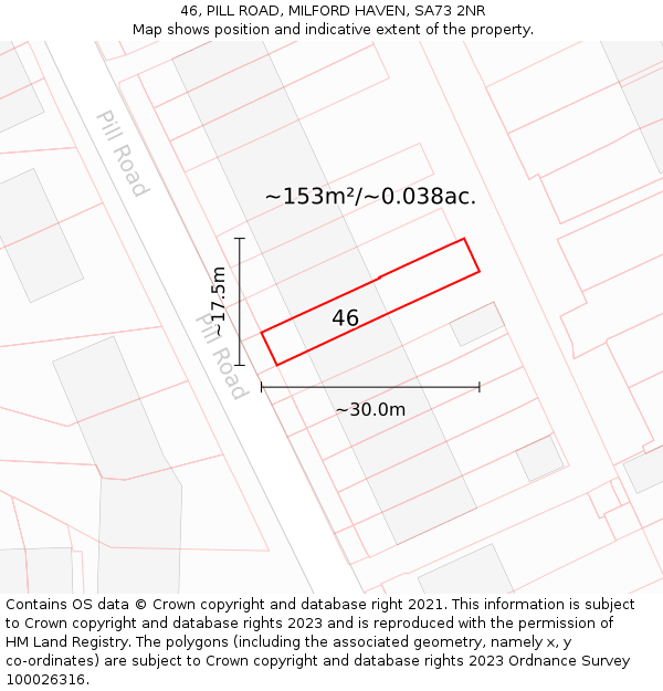 46, PILL ROAD, MILFORD HAVEN, SA73 2NR: Plot and title map