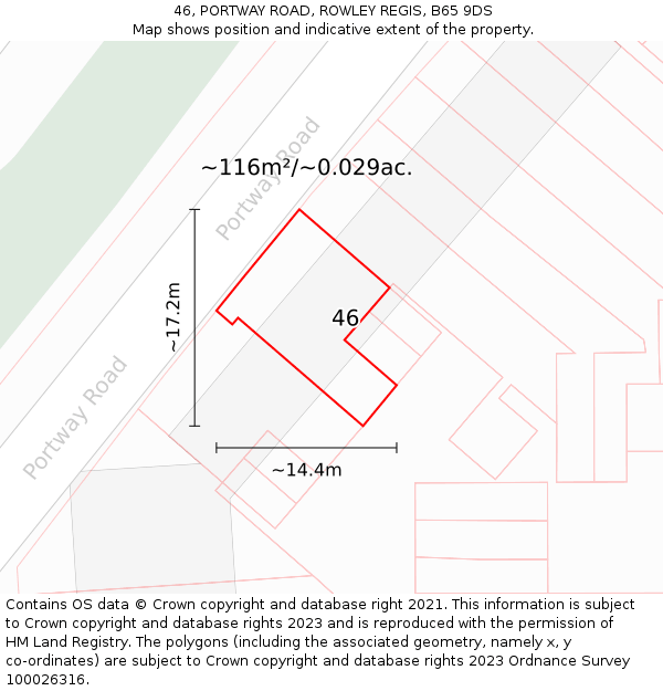 46, PORTWAY ROAD, ROWLEY REGIS, B65 9DS: Plot and title map