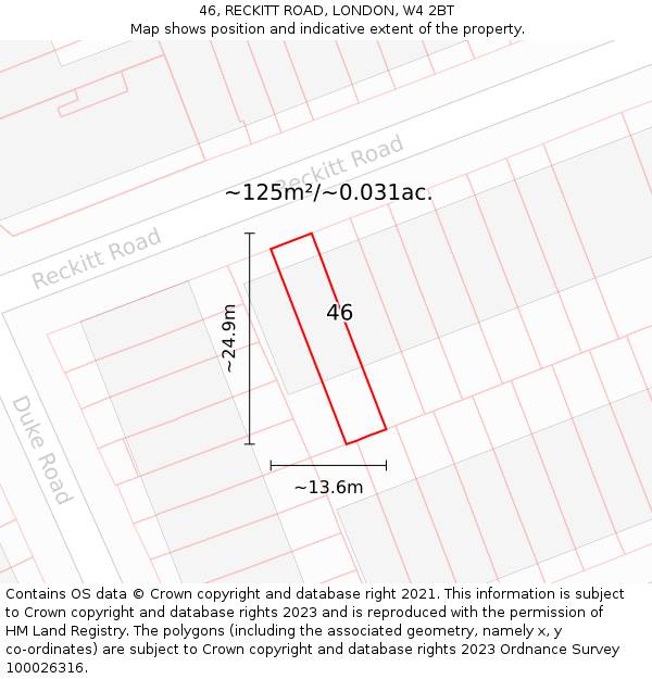 46, RECKITT ROAD, LONDON, W4 2BT: Plot and title map