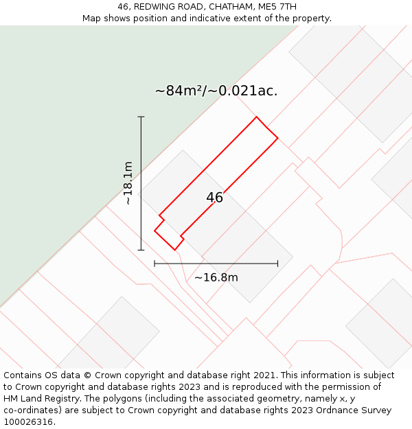 46, REDWING ROAD, CHATHAM, ME5 7TH: Plot and title map