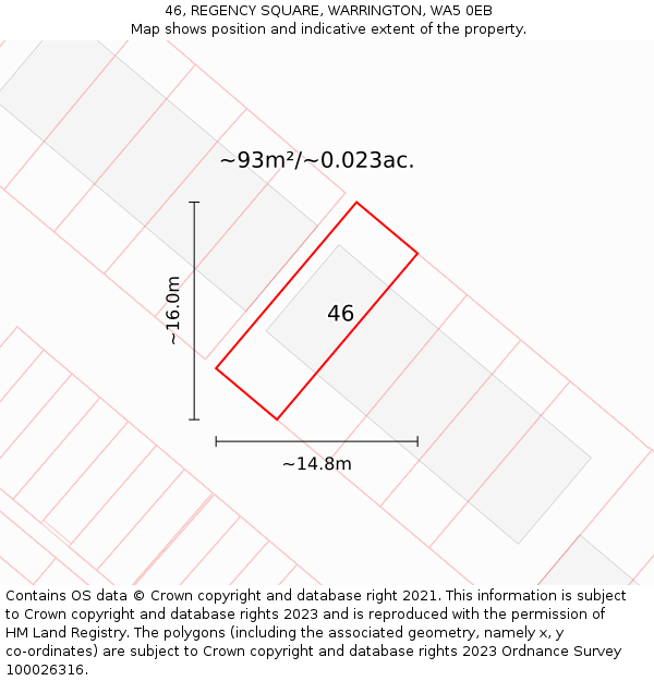 46, REGENCY SQUARE, WARRINGTON, WA5 0EB: Plot and title map