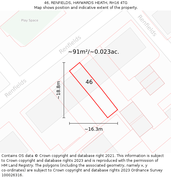 46, RENFIELDS, HAYWARDS HEATH, RH16 4TG: Plot and title map
