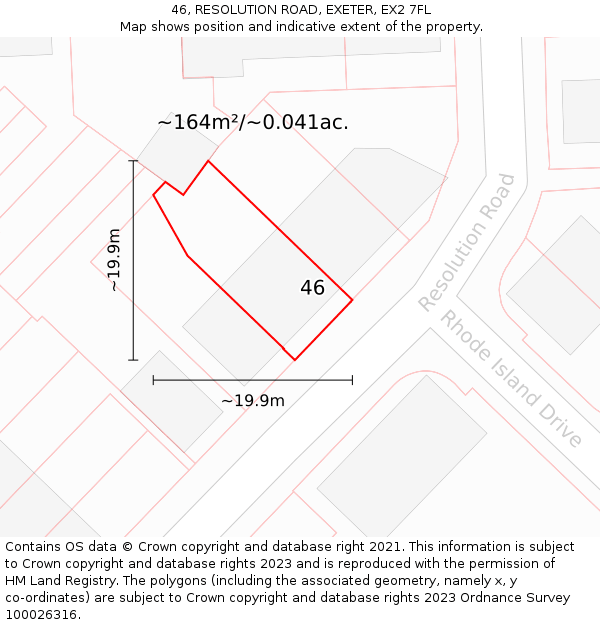 46, RESOLUTION ROAD, EXETER, EX2 7FL: Plot and title map