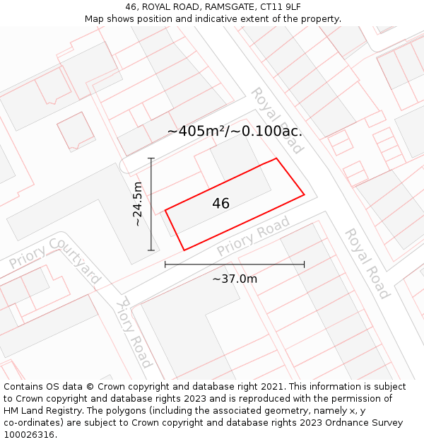 46, ROYAL ROAD, RAMSGATE, CT11 9LF: Plot and title map