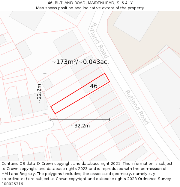 46, RUTLAND ROAD, MAIDENHEAD, SL6 4HY: Plot and title map