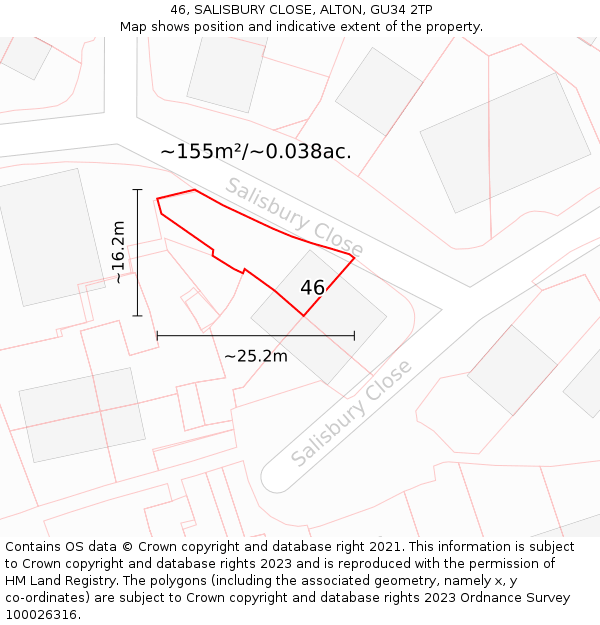 46, SALISBURY CLOSE, ALTON, GU34 2TP: Plot and title map