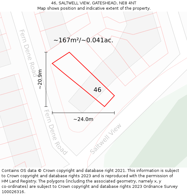 46, SALTWELL VIEW, GATESHEAD, NE8 4NT: Plot and title map