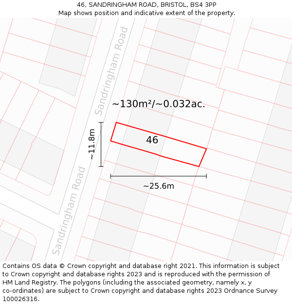 46, SANDRINGHAM ROAD, BRISTOL, BS4 3PP: Plot and title map