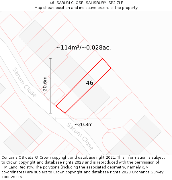 46, SARUM CLOSE, SALISBURY, SP2 7LE: Plot and title map