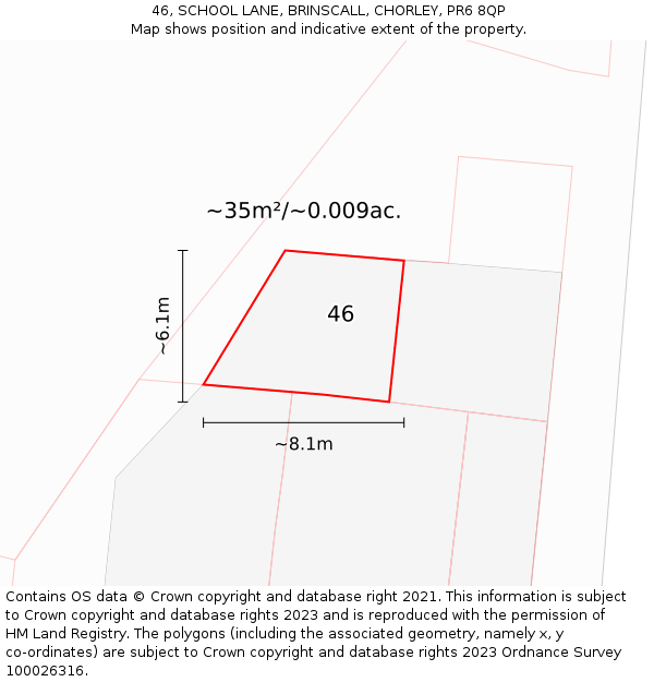46, SCHOOL LANE, BRINSCALL, CHORLEY, PR6 8QP: Plot and title map