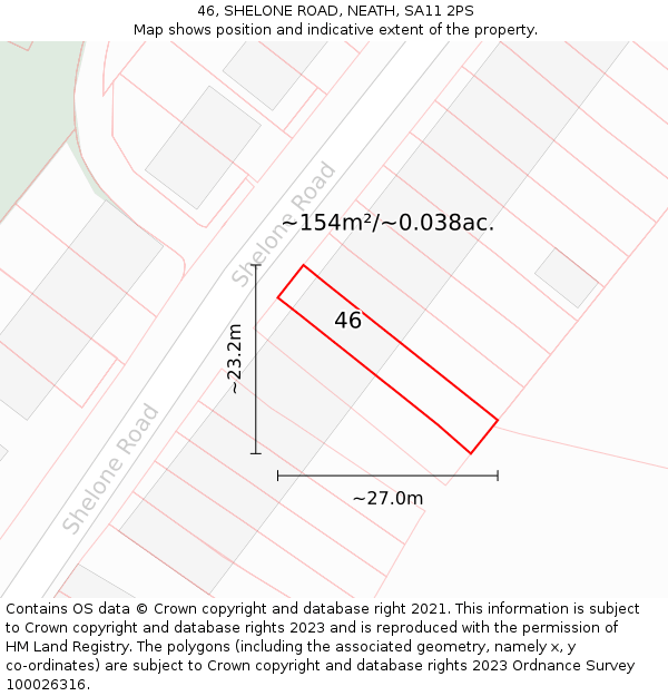 46, SHELONE ROAD, NEATH, SA11 2PS: Plot and title map