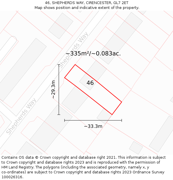 46, SHEPHERDS WAY, CIRENCESTER, GL7 2ET: Plot and title map