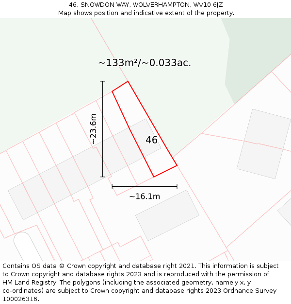 46, SNOWDON WAY, WOLVERHAMPTON, WV10 6JZ: Plot and title map