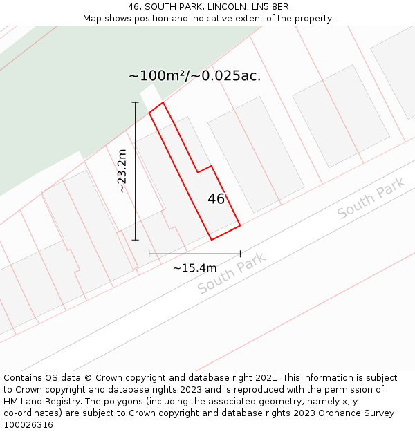 46, SOUTH PARK, LINCOLN, LN5 8ER: Plot and title map