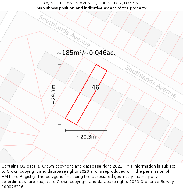 46, SOUTHLANDS AVENUE, ORPINGTON, BR6 9NF: Plot and title map