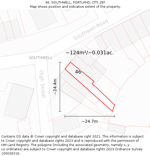 46, SOUTHWELL, PORTLAND, DT5 2EF: Plot and title map