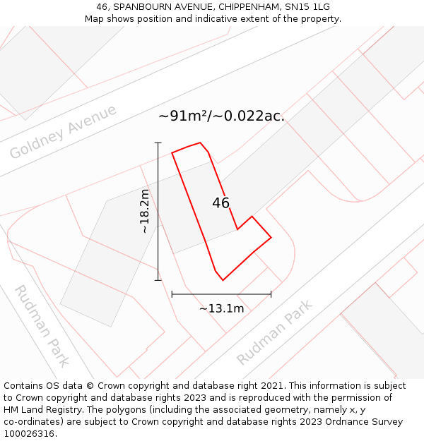 46, SPANBOURN AVENUE, CHIPPENHAM, SN15 1LG: Plot and title map