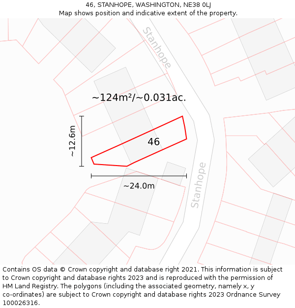 46, STANHOPE, WASHINGTON, NE38 0LJ: Plot and title map