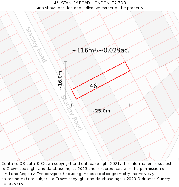 46, STANLEY ROAD, LONDON, E4 7DB: Plot and title map