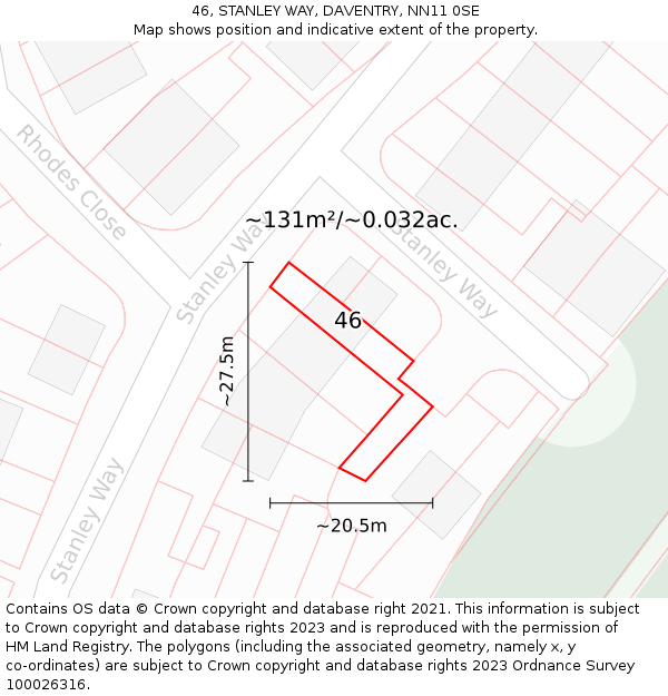 46, STANLEY WAY, DAVENTRY, NN11 0SE: Plot and title map