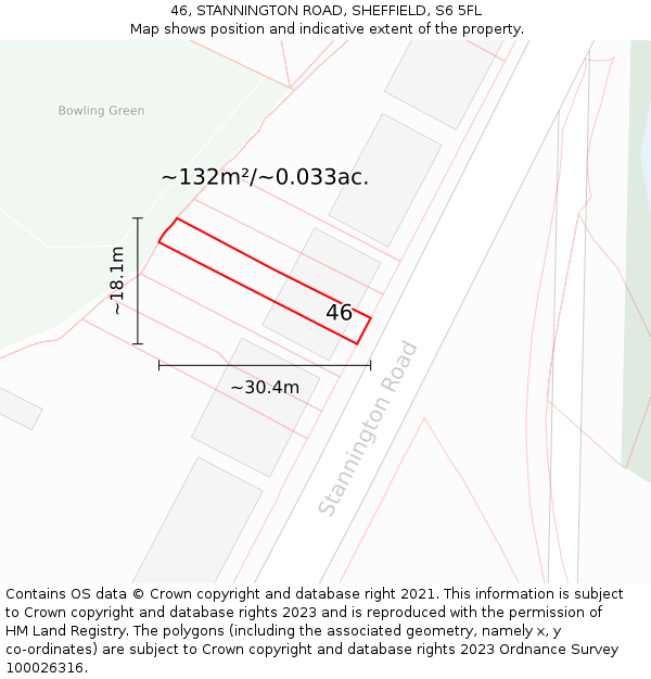 46, STANNINGTON ROAD, SHEFFIELD, S6 5FL: Plot and title map