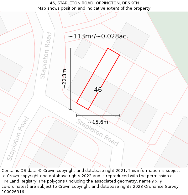 46, STAPLETON ROAD, ORPINGTON, BR6 9TN: Plot and title map
