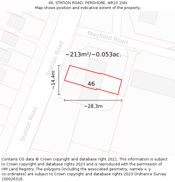 46, STATION ROAD, PERSHORE, WR10 1NN: Plot and title map