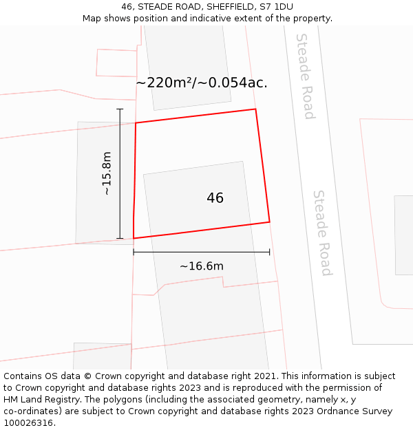 46, STEADE ROAD, SHEFFIELD, S7 1DU: Plot and title map