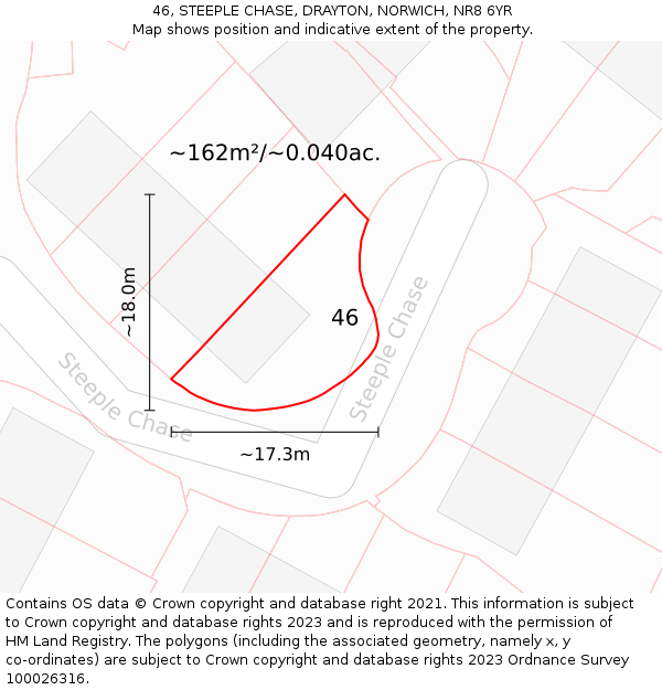 46, STEEPLE CHASE, DRAYTON, NORWICH, NR8 6YR: Plot and title map