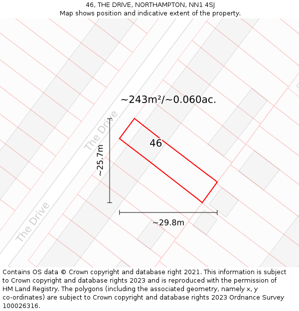46, THE DRIVE, NORTHAMPTON, NN1 4SJ: Plot and title map