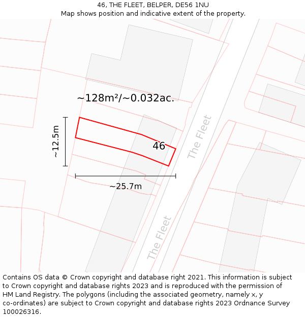 46, THE FLEET, BELPER, DE56 1NU: Plot and title map